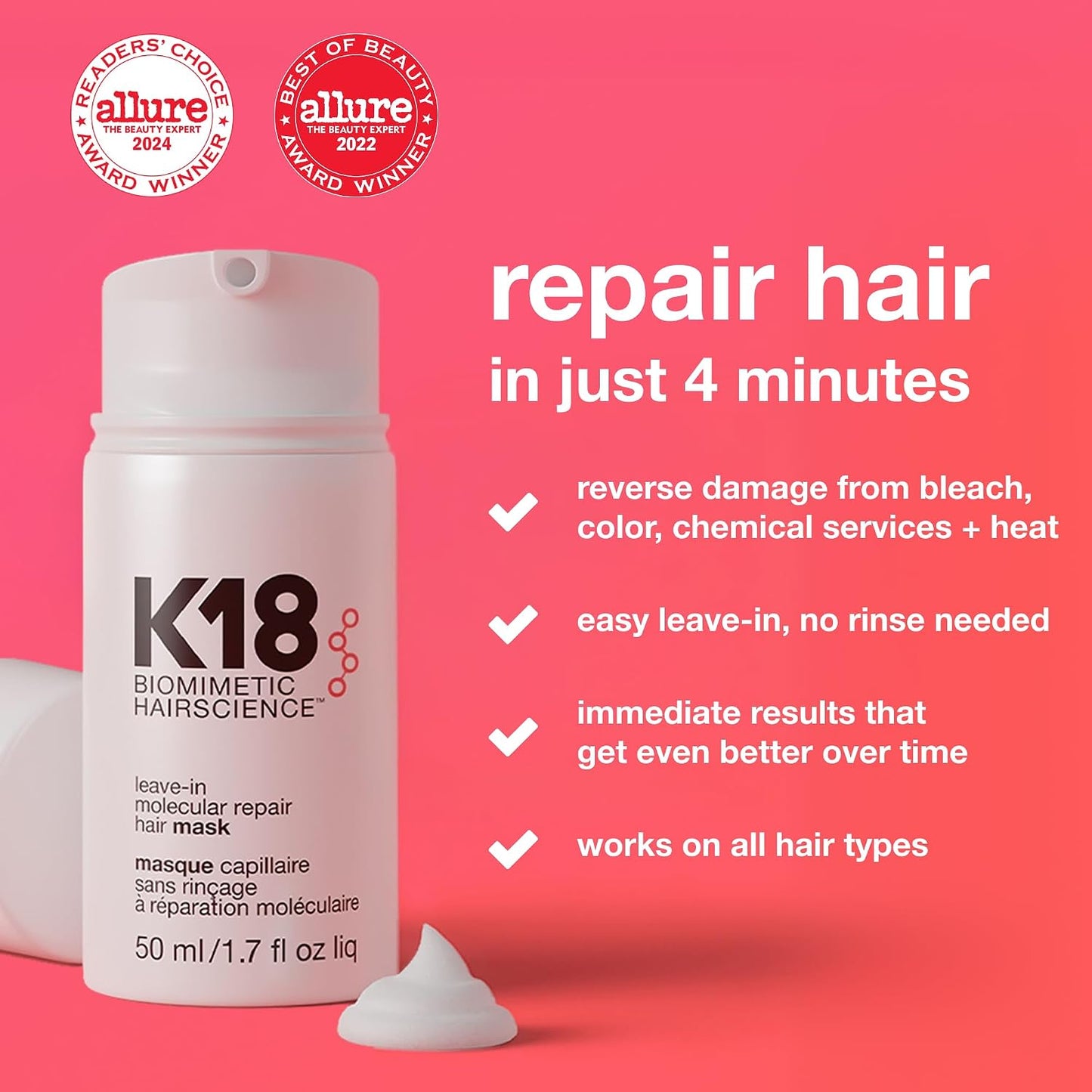 full-size leave-in molecular repair hair mask